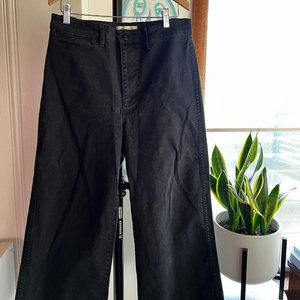 Madewell Emmett Cropped Wide Leg Pants in Black. Size 29.